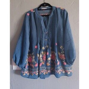 Figueroa Flowers Amtropology Tops Button Down Women's Size...